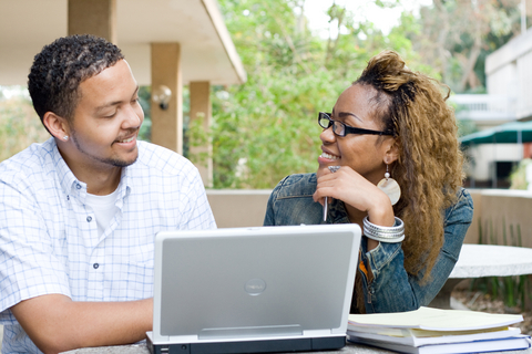 happy students discussing course at Colorado Theological Seminary