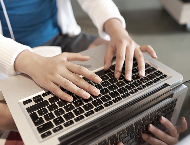 woman using laptop